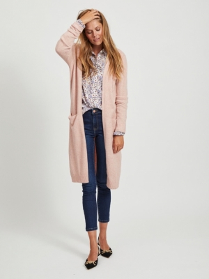 VIRIL LONG L-S KNIT CARDIGAN Misty Rose/MELA