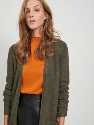 VIRIL LONG L-S KNIT CARDIGAN Forest Night/ME