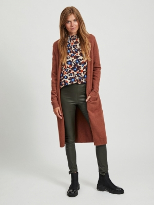 VIRIL LONG L-S KNIT CARDIGAN Tortoise Shell/