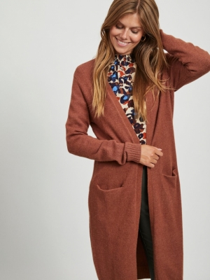 VIRIL LONG L-S KNIT CARDIGAN Tortoise Shell/