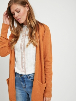 VIRIL OPEN L-S KNIT CARDIGAN - Pumpkin Spice/M