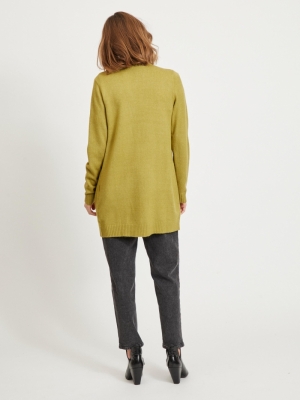 VIRIL OPEN L-S KNIT CARDIGAN - Green Olive/MEL