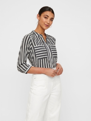 VMERIKA STRIPE 3-4 SHIRT E10 N Black/OPPOSITE