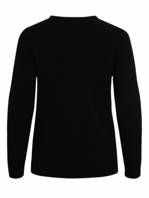 VIRIL L-S V-NECK KNIT TOP-NOOS Black