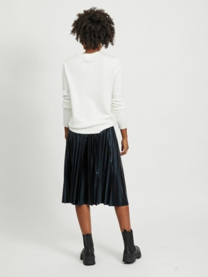VIRIL L-S O-NECK KNIT TOP-NOOS White Alyssum