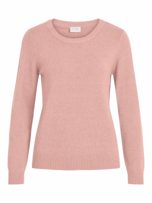 VIRIL L-S O-NECK KNIT TOP-NOOS Pale Mauve/MELA