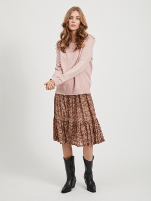 VIRIL L-S O-NECK KNIT TOP-NOOS Pale Mauve/MELA
