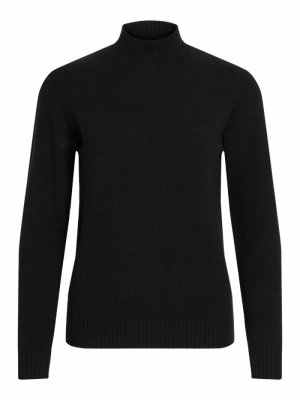 VIRIL L-S TURTLENECK KNIT TOP- Black
