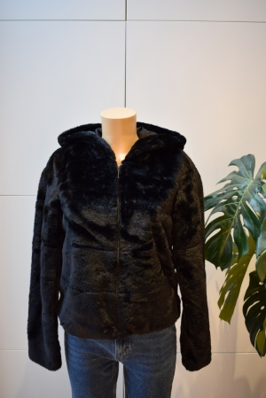 ONLCHRIS FUR HOODED JACKET OTW Black