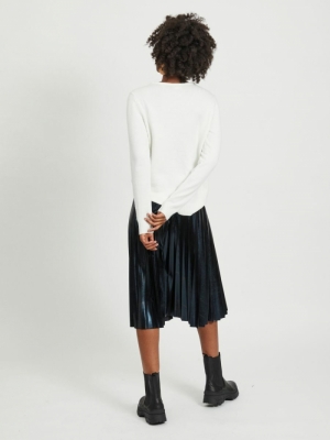 VIRIL L-S V-NECK KNIT TOP-NOOS White Alyssum