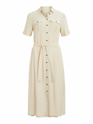 OBJOFELIA S-S LONG DRESS A SP Sandshell