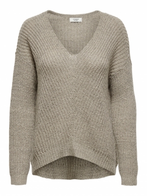 JDYNEW MEGAN L-S PULLOVER KNT Cement/W. BLACK