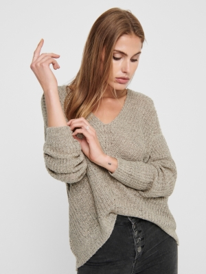 JDYNEW MEGAN L-S PULLOVER KNT Cement/W. BLACK