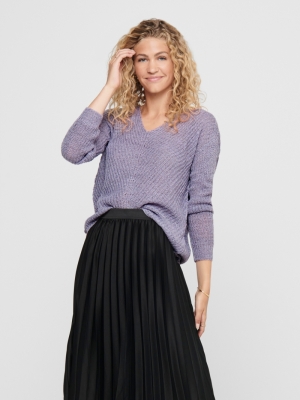 JDYNEW MEGAN L-S PULLOVER KNT Lavender Gray/W