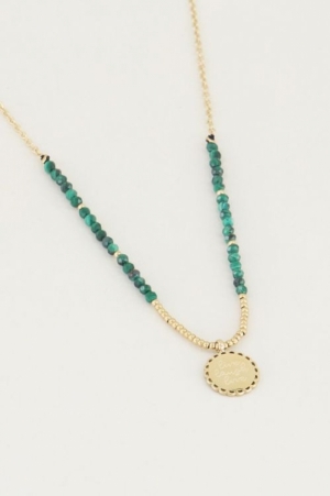 Ketting bedel & malachiet Goud
