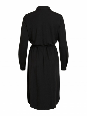 VISAFINA MIDI L-S DRESS - NOOS Black