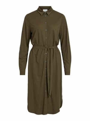VISAFINA MIDI L-S DRESS - NOOS Forest Night