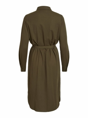 VISAFINA MIDI L-S DRESS - NOOS Forest Night