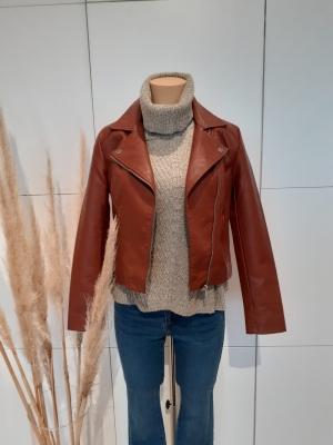 JDYSIMBA FAUX LEATHER JACKET O Cherry Mahogany