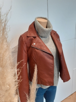 JDYSIMBA FAUX LEATHER JACKET O Cherry Mahogany