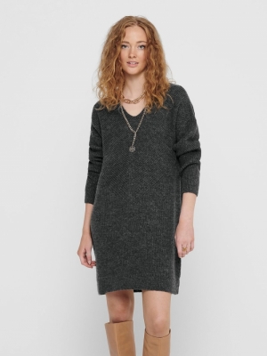 ONLJADA L-S DRESS KNT NOOS Dark Grey Melan