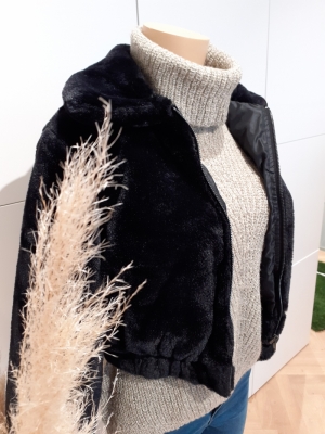 JDYTOSCANA FAUX FUR JACKET OTW Black