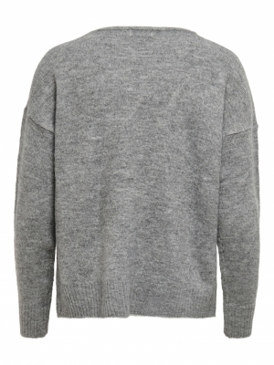 JDYELANORA L-S V-NECK PULLO. K Dark Grey Melan