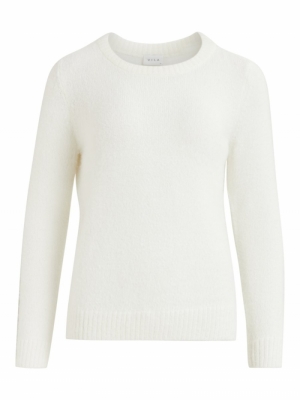 VIFEAMI O-NECK L-S KNIT TOP-SU Whisper White