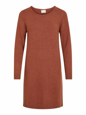 VIRIL L-S KNIT DRESS - NOOS Tortoise Shell/