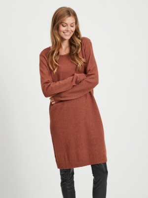VIRIL L-S KNIT DRESS - NOOS Tortoise Shell/