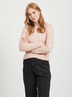 VIRIL TURTLENECK L-S KNIT TOP Misty Rose/MELA