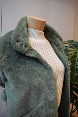 ONLVIDA FAUX FUR JACKET OTW NO Deep Lichen Gre