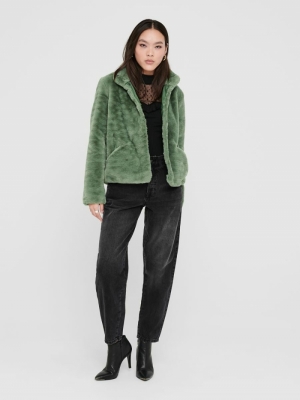 ONLVIDA FAUX FUR JACKET OTW NO Deep Lichen Gre