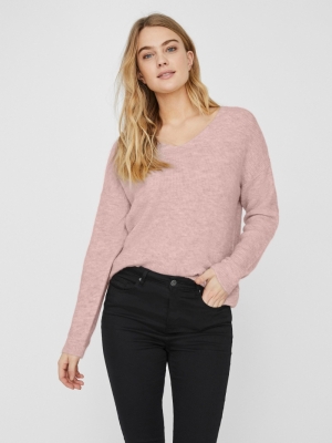 VMCREWLEFILE LS V-NECK BLOUSE Sepia Rose/MELA