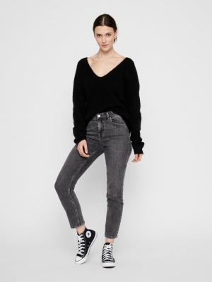 PCBABETT LS V-NECK KNIT NOOS B Black