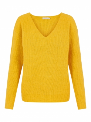 PCBABETT LS V-NECK KNIT NOOS B Nugget Gold/CP