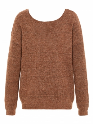 PCBABETT LS V-NECK KNIT NOOS B Mocha Bisque