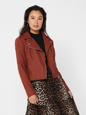 JDYNEWPEACH FAUX SUEDE BIKER O Cherry Mahogany