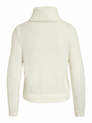 VIFEAMI ROLLNECK L-S KNIT TOP- Whisper White
