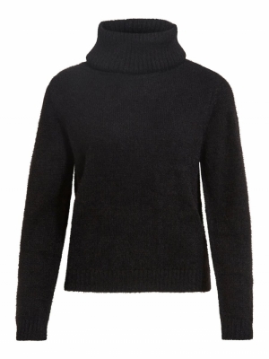 VIFEAMI ROLLNECK L-S KNIT TOP- Black