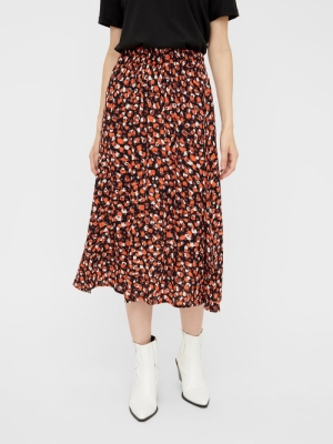 PCRAYA HW MIDI SKIRT Black/ANIMAL