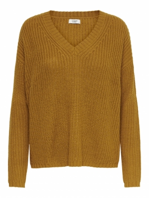 JDYLIMONE L-S V-NECK PULLOVER Golden Brown