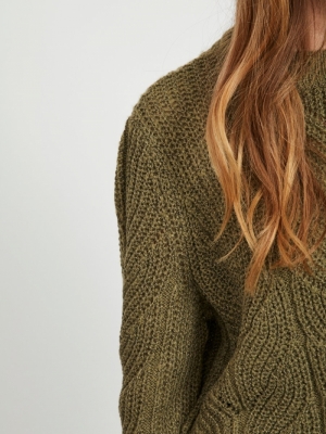 OBJNOVA STELLA L-S KNIT PULLOV Burnt Olive/MEL