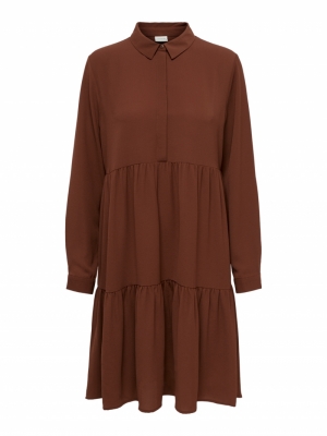 JDYPIPER L-S SHIRT DRESS WVN N Cherry Mahogany