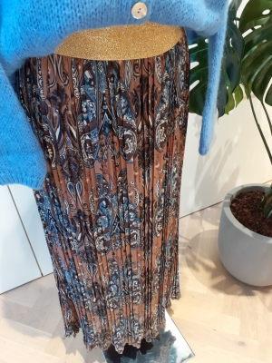 rok big flowers (gouden band) taupe big flowe
