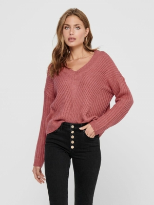ONYVIVIA L-S PULLOVER KNT Mineral Red/W.