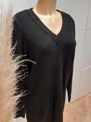 PCELLEN LS V-NECK KNIT DRESS N Black