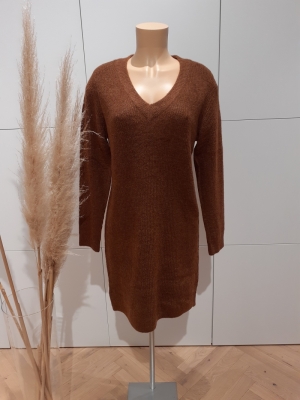 PCELLEN LS V-NECK KNIT DRESS N Mocha Bisque/CP