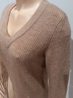 PCELLEN LS V-NECK KNIT DRESS N Natural
