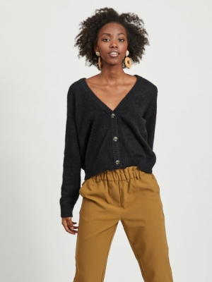 VIFEAMI L-S KNIT CARDIGAN-SU-F Black